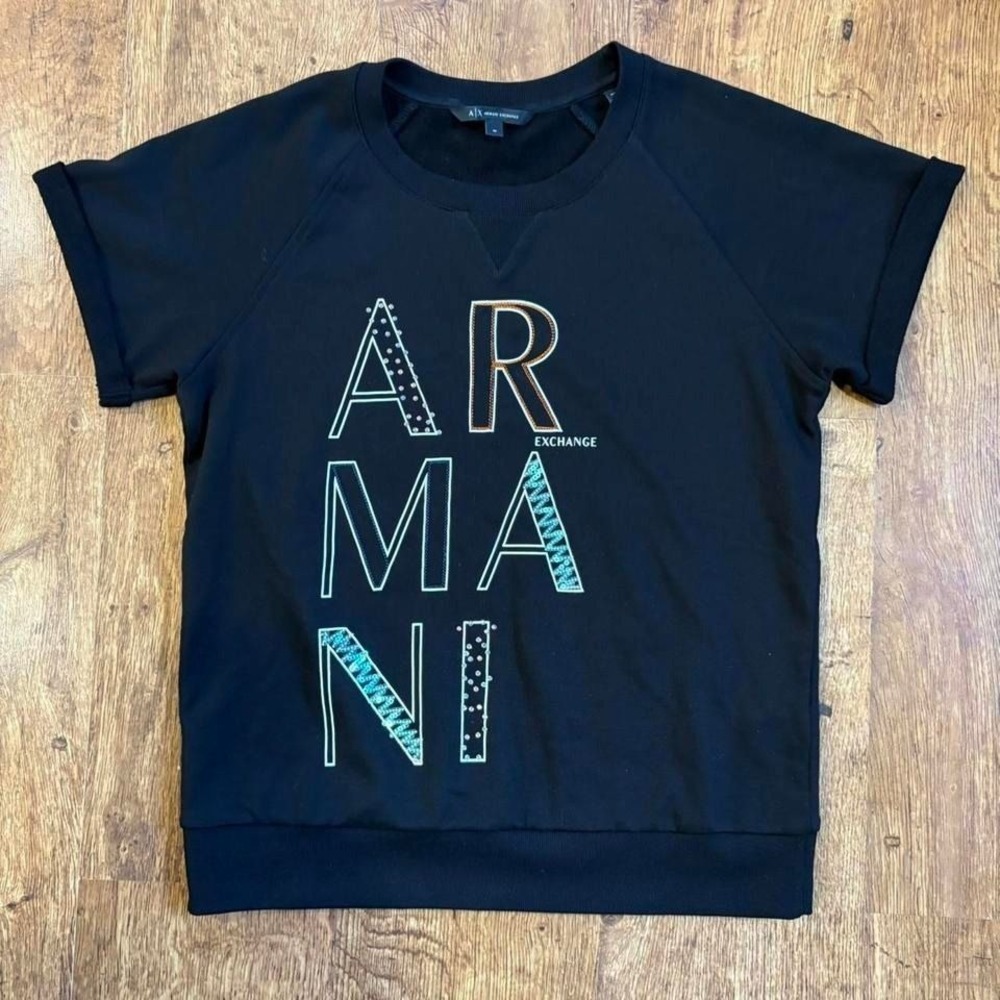 Black Armani Exchange crew‎ neck short sleeve sweatshirt